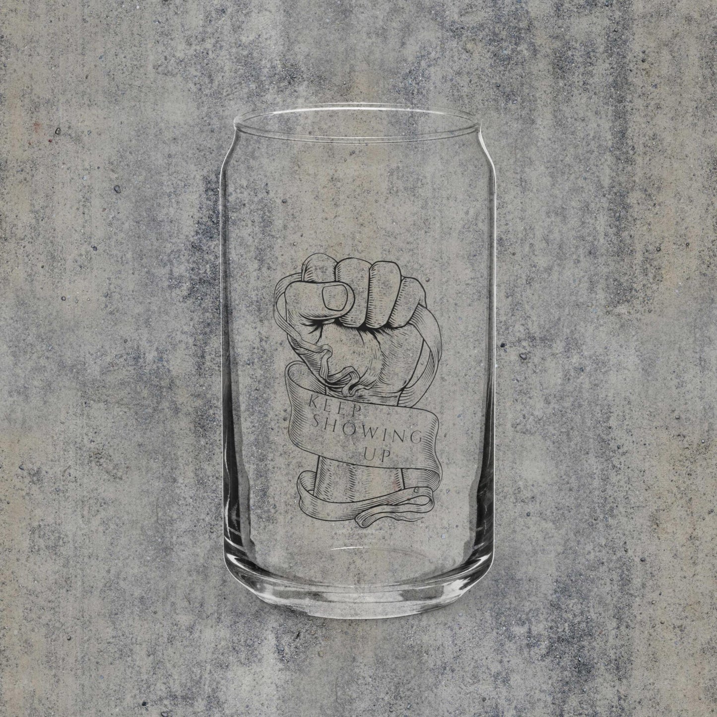 Banner fist Can-shaped glass