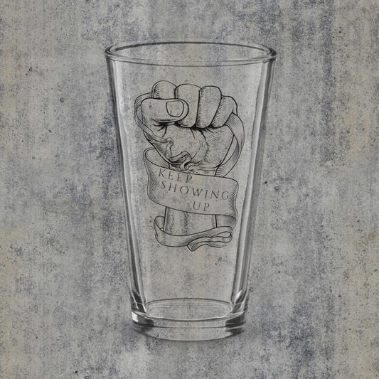 Banner Fist Shaker pint glass