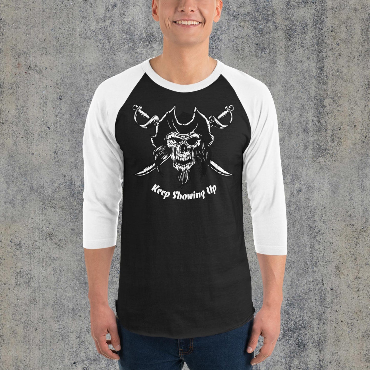 Pirate 3/4 sleeve raglan shirt