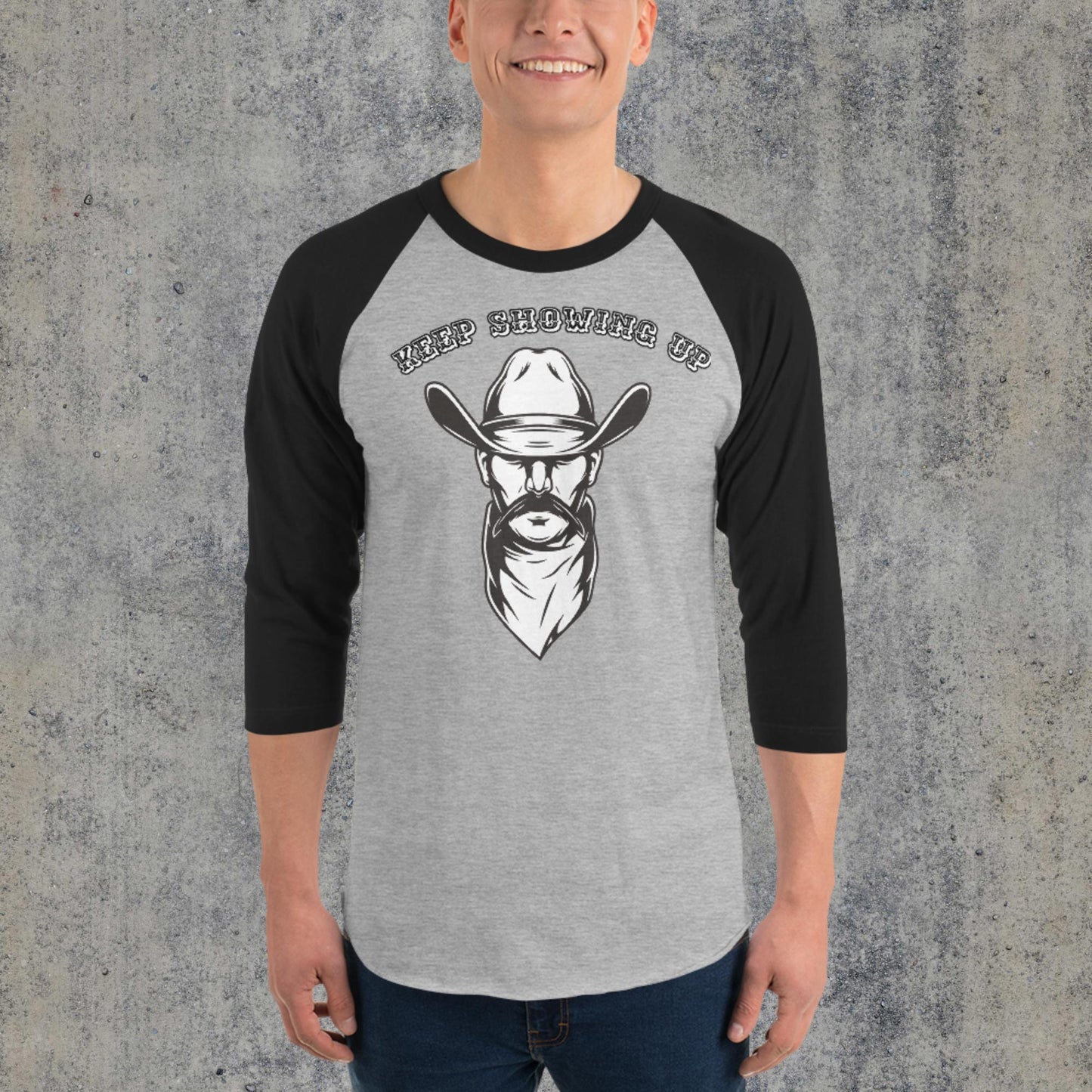 Western 3/4 sleeve raglan shirt