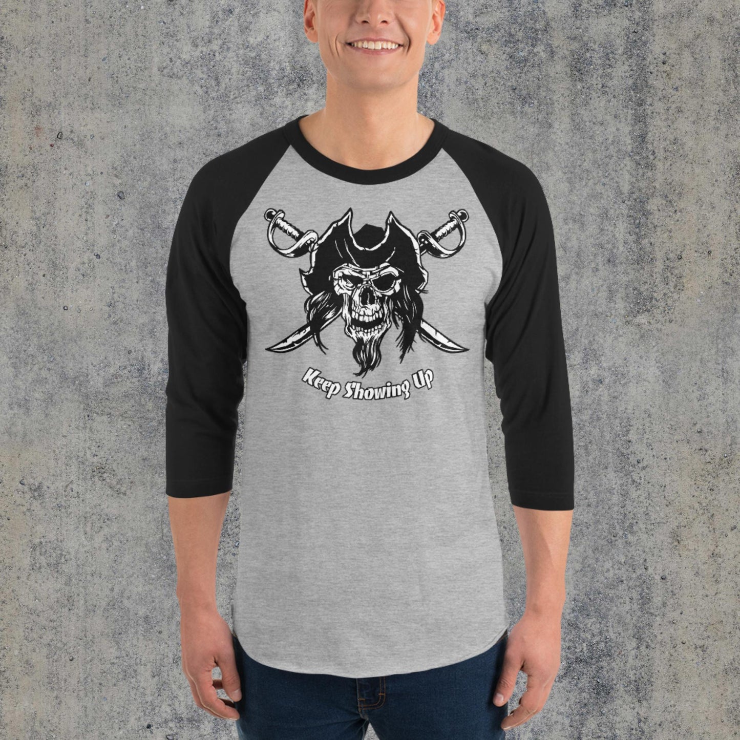 Pirate 3/4 sleeve raglan shirt