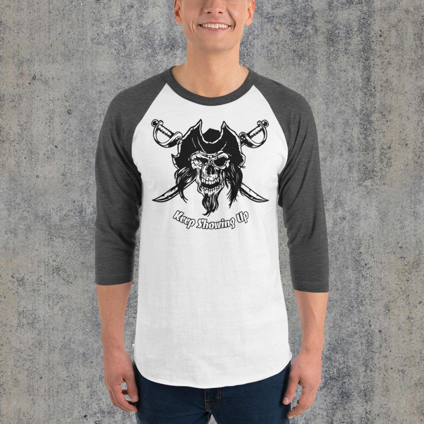 Pirate 3/4 sleeve raglan shirt